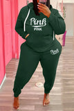 Plus Size Sportwear Print Long Sleeve Hoodies And Pant 2 Piece