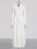 Temperament Elegant Style Suit 2025 New Collar Embroidered High-Rise High-Rise 100-Folded Skirt
