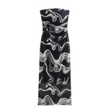 New Printed Silk Mesh Wrinkle Slim Breast Dress 5039373-Outfit