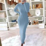 Autumer Winter Knit Sexy Skims Pullover Women Sweater Thick Long Dress Crew Neck Long Sleeve Top Elegant Chic Casual