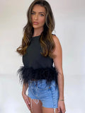 2022 Sexy Off Shoulder Y2K Feathers Corset Top Women Summer Sleeveless Elegant Lady Camis Tube Crop Top Club