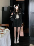 Autumn Elegant Blazer Suits Women Y2k Crop Tops Korean Fashion 2 Piece Dress Set Office Lady Vintage Coats + Mini