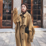 Coat Women's Middle And Long Knee Length 2021 Winter New Korean Loose Hepburn Thickened Cotton Cashmere