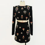 Star Fashion New Heavy Industry Nails And Studded Short Blouse Half-Skirt Set Two
