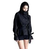 Dark Wind Simple Tie Belt Belt To Collect The Belt Casual Trench Coat Hottie High-End Feel Jacket