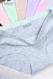 Solid Color Cotton Women Panties Underwear Breathable Women Girl Briefs Comfortable Mid RiseUnderpant Lingerie