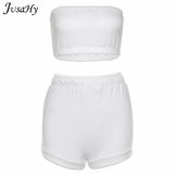 Basic Tracksuit 2 Two Piece Sets for Women Clothing Strapless Top+shorts Wholesale Suits Summer Trend Casual