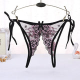Transparent Embroidery Floral Lingerie G-String Fashion See Through Open Lace Thong Double Strap Hot Girl Underwear