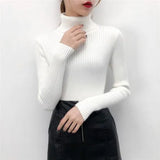 Women Korean Sweater Turtleneck Basic Slim Elastics Pullovers 2019 New Solid Knitted Runway Sweaters Sueter Mujer