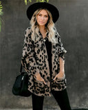 Size Leopard Knit Women Cardigans Casual Loose Knitted Woman Sweaters Coat Pockets Long Sleeve Cardigan Autumn