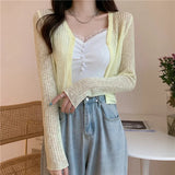 Knitted Cardigan Women Wear Air-Conditioned Sweaters In Summer 2023 New Style Design Minority Short Style Clothes-Outfit