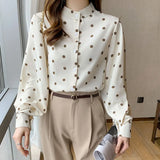 Lantern Sleeve ladies shirts Women's Blouse Spring Autumn Single Breasted Shirts Blouse Solid Blusas
