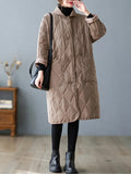 Clothes Women 2022 Solid Color Lapel Single Breasted Diamond Lattice Cotton Coat Women's Long Cotton Coat Overcoat