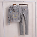 Piece Set Sweatsuit Hoodies Long Sleeve Tops and Pants Fashion Pattern Velvet Women Tracksuit for Sport