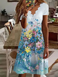 New Loose Vintage Ruffles Casual Befree Dress Large Big Summer Printed Party Beach Dresses Plus