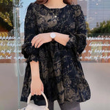 ZANZEA Ruffle Shirts Women 2022 Female Elegant Blouse Casual Puff Sleeve Black Tops Spring O Neck Blusa Femininas