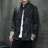 2024 Spring And Autumn Chinese Style Men's Deer Skin Velvet Trend Retro Chinese Casual All-Match Tang Hanfu Jacket Jacket-Outfit