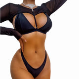 Toloer New Bikini Sexy Luxury Crystal Diamond Neck Chain Swimsuit Sweater Three-Piece Women's