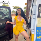 Summer Streetwear Bodycon Ribbed White Romper Women V Neck Rompers Playsuits Casual Outfits Women Short Sleeve