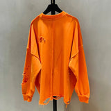 Hole Sweatshirts For Women O Neck Long Sleeve Loose Oversized Asymmetric Designer Pullovers Female 2023 Autumn