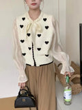 New Spring Style Xiaoxiangfeng Love Hollow Knitted Cardigan Women's French Gentle Aging Loose Long-Sleeved Blouse-Outfit