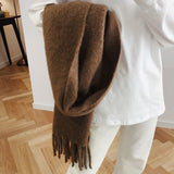 Mohair Thick Scarf Female Autumn And Winter Warm Double-sided Korean Version Of The Wild Long Collar