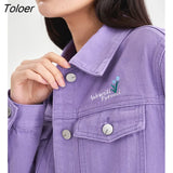 Women Coat 2023 Spring Long Sleeve Polo Neck Loose Jacket with Pocket Windproof Embroidery Warm Chic