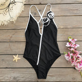 Suspension 3D Flowers Solid Color One-Piece Swimsuit Women 2025 New One-Piece