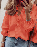 New Women Shirt Ruffle Patchwork Fashion Print Plus Size Tops Casual Loose Streetwear Elegant Office Work Wear