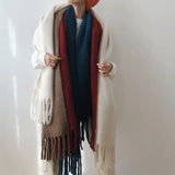 Mohair Thick Scarf Female Autumn And Winter Warm Double-sided Korean Version Of The Wild Long Collar