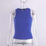 Tops Women Yellow Casual Vest Sleeveless Camis Shoulder Women's Tank Top Ribbed Knitted Tops Summer Woman Shirts Tank Top-Outfit