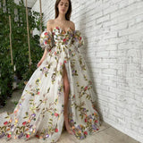 Spring And Summer New Women's Dress A Word Shoulder Open Fork Embroidery Temperament Mesh