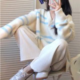 Autumn Sweet Sweater Pullovers Women Korean V-Neck Casual Knitting Tops Winter Female Long Sleeve Chic Fashion