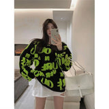 Korean Elegant Women Winter Pullover Sweaters Vintage Sweet Knitted Jumpers Japanese Preppy Style Letter Sueter