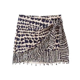 Spring Style Beaded Double Skirt Print Skirt Miniskirt 9878124-Outfit