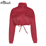 Winter Casual Bomber Bubble Jackets For Women 2021 Turtleneck Crop Top Coat Jackets Zipper Varsity Puffer Baseball