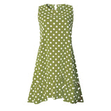 Women Summer Dress Polka Dot Chiffon Sleeveless Beach Mini Casual Yellow Sundress 2021 Fashion Plus Size Dress For