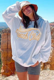 Casual White Print O-Neck Long Sleeve Loose