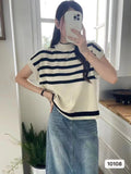 Striped Blouse Summer New Campus Style Design Small Relaxed Leisure Wind Shoulder Dress