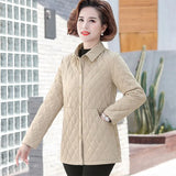 Women's Cotton Jacket New Solid Color Plus Size 5XL Thin Cotton Padded Shirt Jacket Middle-aged Elderly Mothers