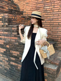 Xixi 2025 New Retro Long Sleeve Small Suit Short Jacket Loose Casual Suit
