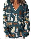 Christmas Abstract 3D Print Big V-Neck Long-Sleeved