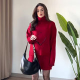 Solid Color Round Collar Loose Blouse Simple Dress Set In Autumn
