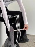 Harajuku Wide Leg Pants for Women Fashion Bandage Bow Straight Pantalon Femme High Waist Casual Streetwear Y2k Trousers-Outfit