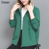 2023 Spring Autumn Green Loose Jacket Women Casual Pocket Long Sleeved Windbreaker Woman Zipper Up Hooded Coats