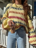 2025 New Casual Fashion Retro-Colored Coarse Knitted Loose Bat Sleeve