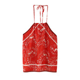 Spring Print Neck-Hanging Blouse 3739028-Outfit
