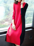 Tops 2022 Women New Splicing Knitted Sweater Dress Women's Loose Long Sweater Bottoms Pullover Oversized Sweater