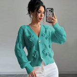 And Winter New Sweater Women's Tops Solid Color Long-Sleeved Bow Knitted Shirt