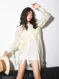 Casual Patchwork Floral Shirt For Women Lapel Long Sleeve Loose Solid Blouses Female Fashion Clothes Style New